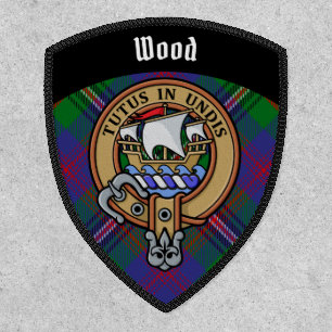 Clan Wood Crest over Tartan Patch