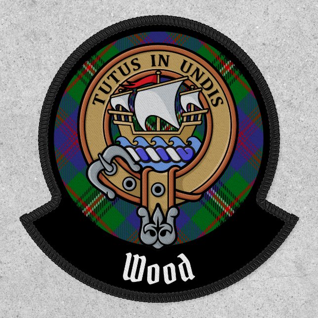 Clan Wood Crest over Tartan Patch (Front)