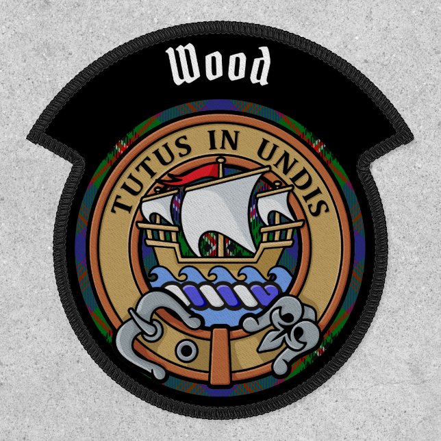 Clan Wood Crest over Tartan Patch (Front)