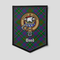 Clan Wood Crest over Tartan Pennant