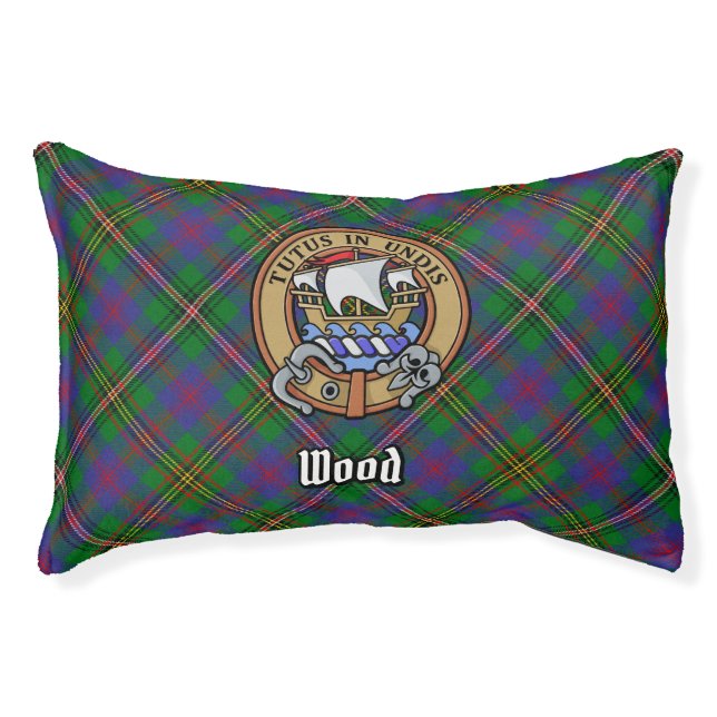 Clan Wood Crest over Tartan Pet Bed (Front)