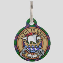 Clan Wood Crest over Tartan Pet ID Tag