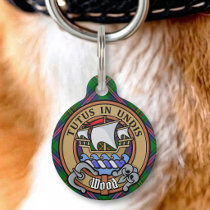 Clan Wood Crest over Tartan Pet ID Tag