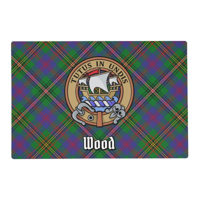 Clan Wood Crest over Tartan Placemat (Front)