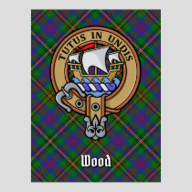Clan Wood Crest over Tartan Poster