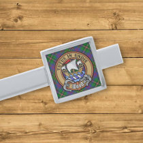Clan Wood Crest over Tartan Silver Finish Tie Bar
