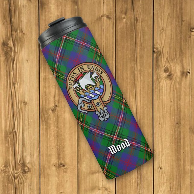 Clan Wood Crest over Tartan Thermal Tumbler (Creator Uploaded)