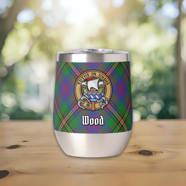 Clan Wood Crest over Tartan Thermal Wine Tumbler (Creator Uploaded)