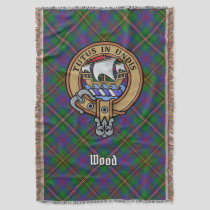 Clan Wood Crest over Tartan Throw Blanket