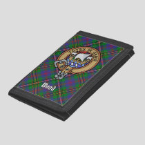 Clan Wood Crest over Tartan Trifold Wallet