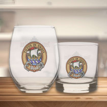 Clan Wood Crest over Tartan Whiskey Glass