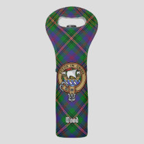Clan Wood Crest over Tartan Wine Bag