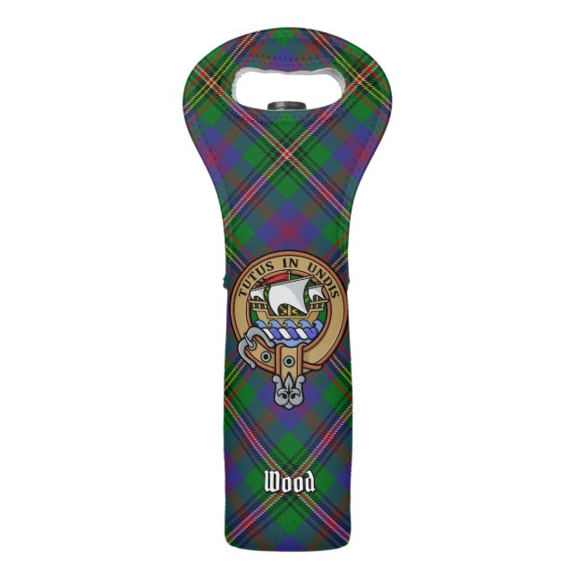 Clan Wood Crest over Tartan Wine Bag (Front)