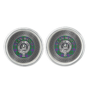 Clan Wood Crest & Tartan Knot Cufflinks
