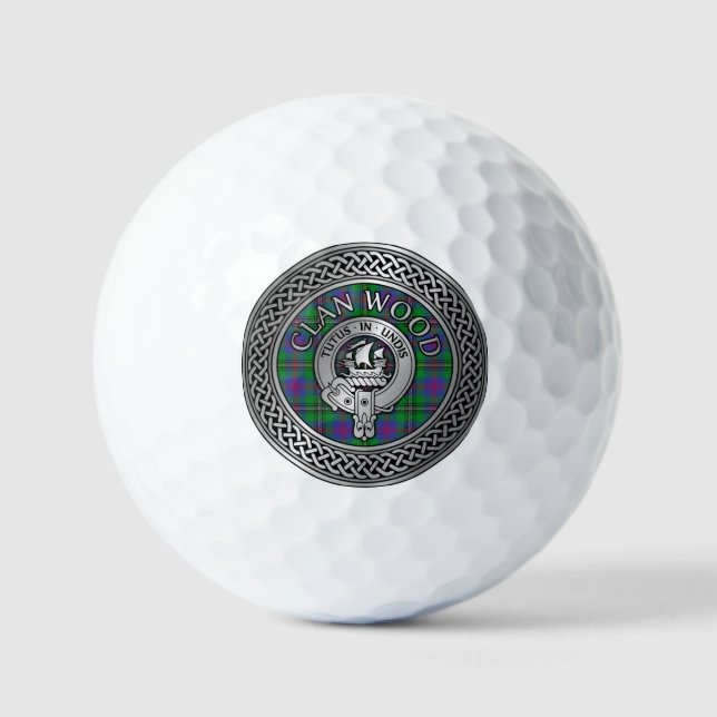 Clan Wood Crest & Tartan Knot Golf Balls (Front)