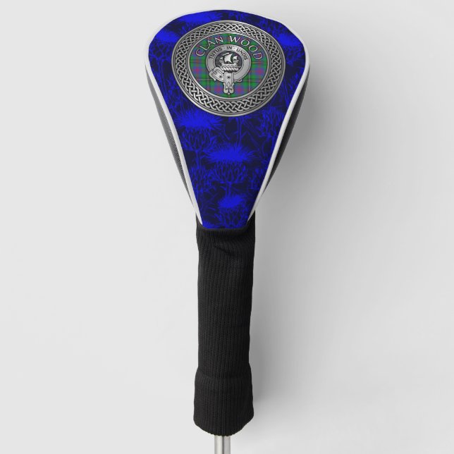Clan Wood Crest & Tartan Knot Golf Head Cover (Front)