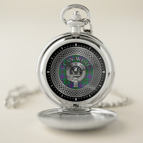 Clan Wood Crest  Tartan Knot Pocket Watch