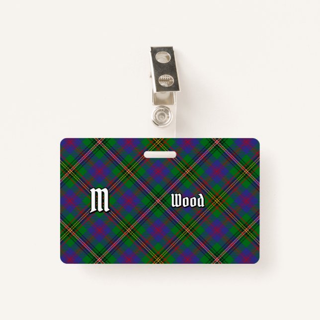 Clan Wood Tartan Badge (Front with Clip)