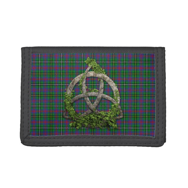Clan Wood Tartan Celtic Trinity Trifold Wallet (Front)