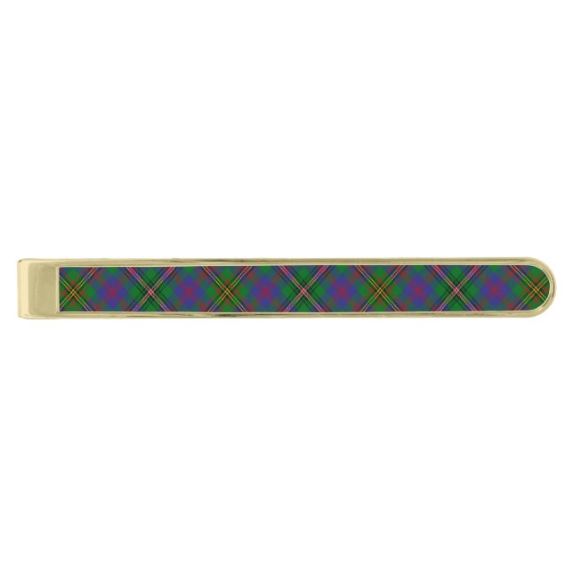 Clan Wood Tartan Gold Finish Tie Bar (Front)