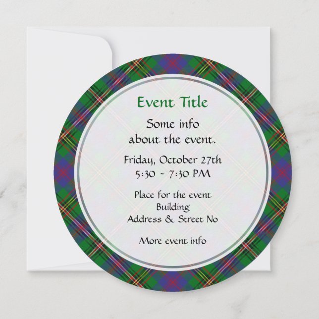 Clan Wood Tartan Invitation (Back)