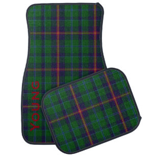 Clan Young Monogrammed Plaid Car Mat Set