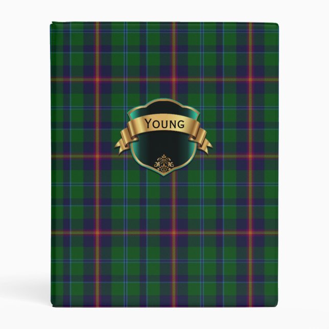 Clan Young Tartan Plaid Custom Mini Planner Binder (Front)