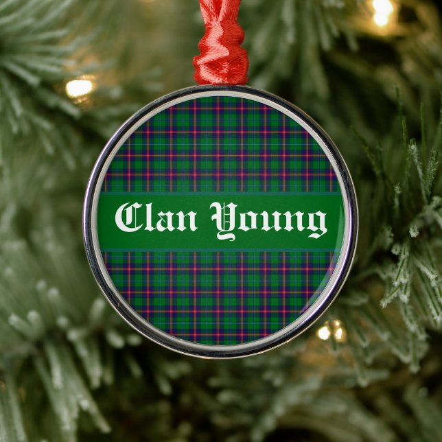 Clan Young Tartan Plaid  Personalized  Metal Ornament (Tree)
