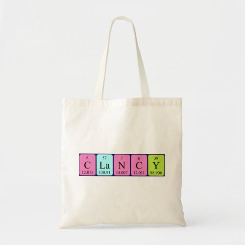 Clancy periodic table name tote bag