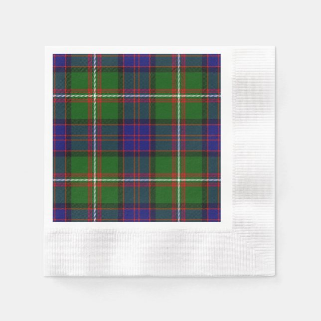 Clanranald tartan blue green plaid paper napkins (Front)