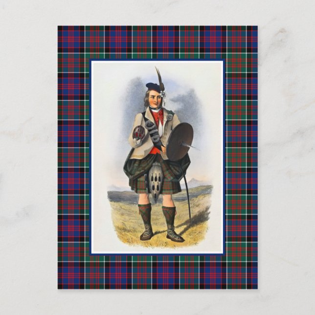Clanranald Vintage Illustration Tartan Frame Postcard (Front)