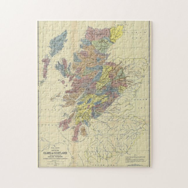 Clans Of Scotland Historical Map Clan Locations Jigsaw Puzzle (Vertical)