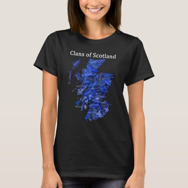 Clans Of Scotland Scottish Map T-Shirt (Front)