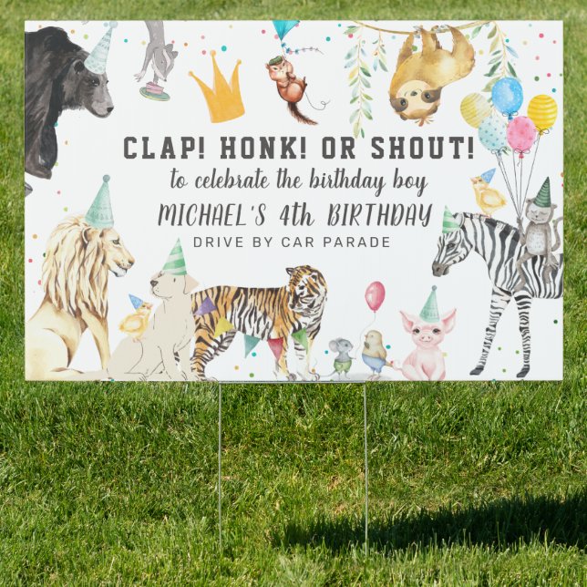 Clap, Honk, Shout | Happy Birthday Yard Sign (Insitu)
