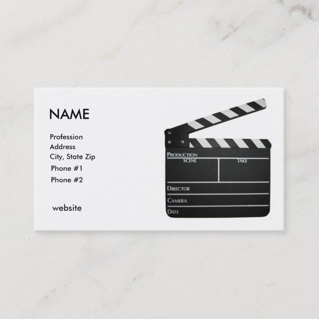 Clapboard, FILMMAKER business card Customized (Front)