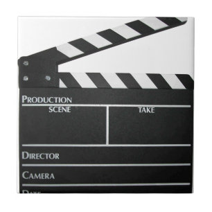 Clapboard movie slate clapper film ceramic tile