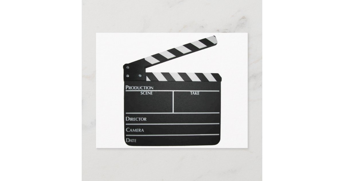 Clapboard movie slate clapper film postcard | Zazzle