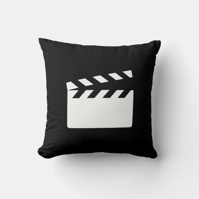 Clapper Pictogram Throw Pillow (Front)