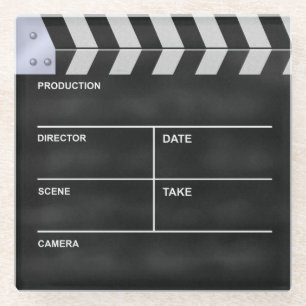 Clapperboard cinema glass coaster