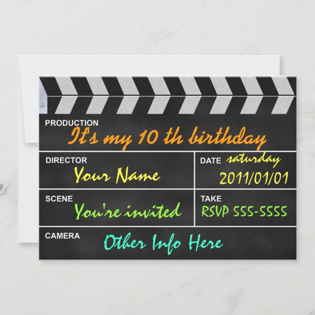 clapperboard cinema invitation (Front)