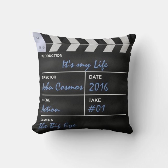 Clapperboard cinema "It's my Life" Throw Pillow (Front)
