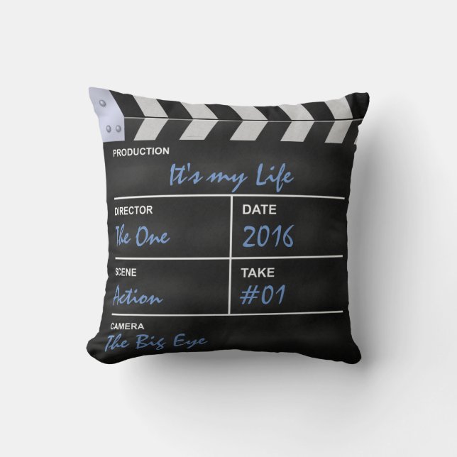 Clapperboard cinema "It's my Life" Throw Pillow (Front)