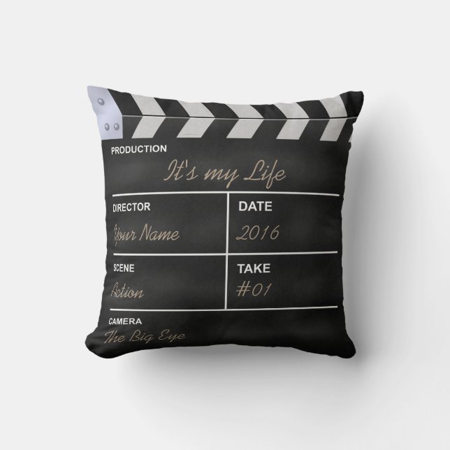 Clapperboard cinema "It's my Life" Throw Pillow (Front)