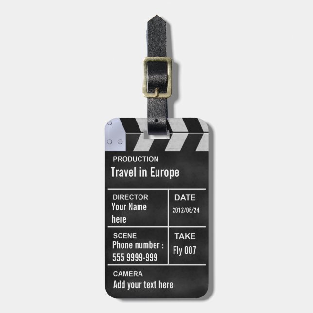 clapperboard cinema luggage tag (Front Vertical)