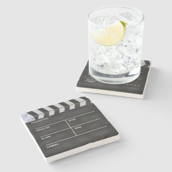 Clapperboard Cinema Stone Coaster by jeanlucb at Zazzle