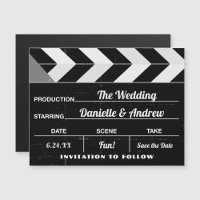Clapperboard Cinema Wedding Save Date Magnet