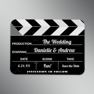 Clapperboard Cinema Wedding Save the Date Magnet