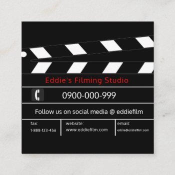 Clapperboard Film & Video Movie Slate Square Business Card by riverme at Zazzle