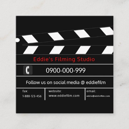 Clapperboard Film  Video Movie Slate Square Business Card