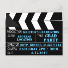 Clapperboard Postcard Personalized Invitation